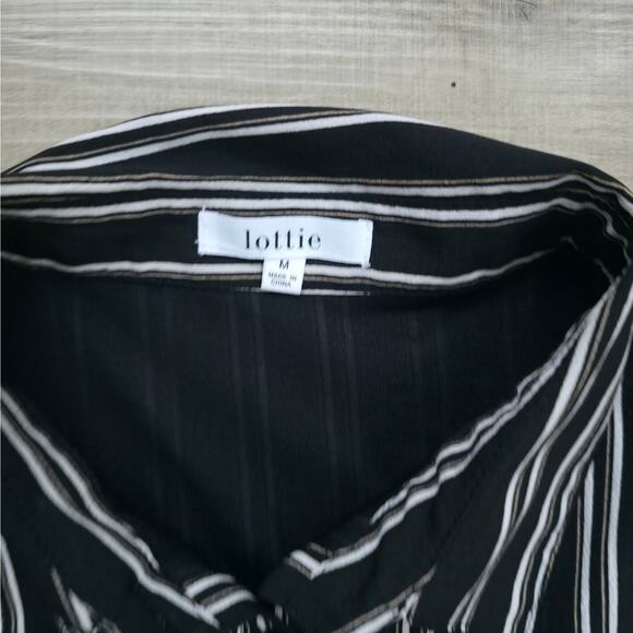 Lottie Shirt Short Sleeve Black/Cream Collared Dress Women Sz M - Picture 3 of 10